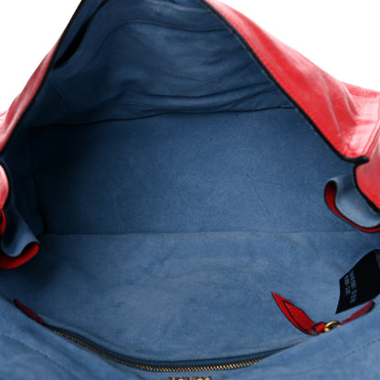 Prada Shearling Fur Calfskin Suede Shoulder Bag Red 5 of 11