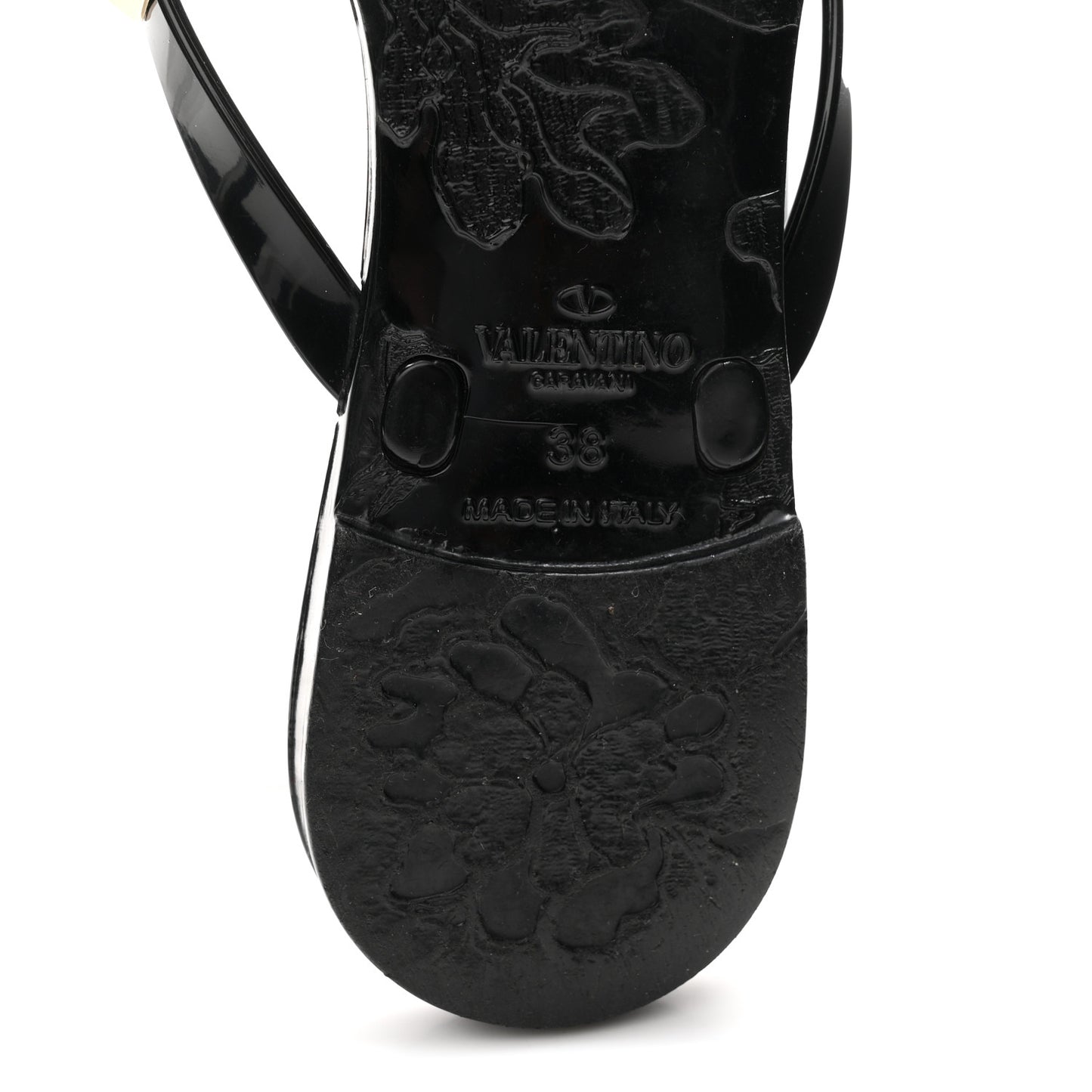 PVC Jelly Rockstud Bow Thong Sandals 38 Black