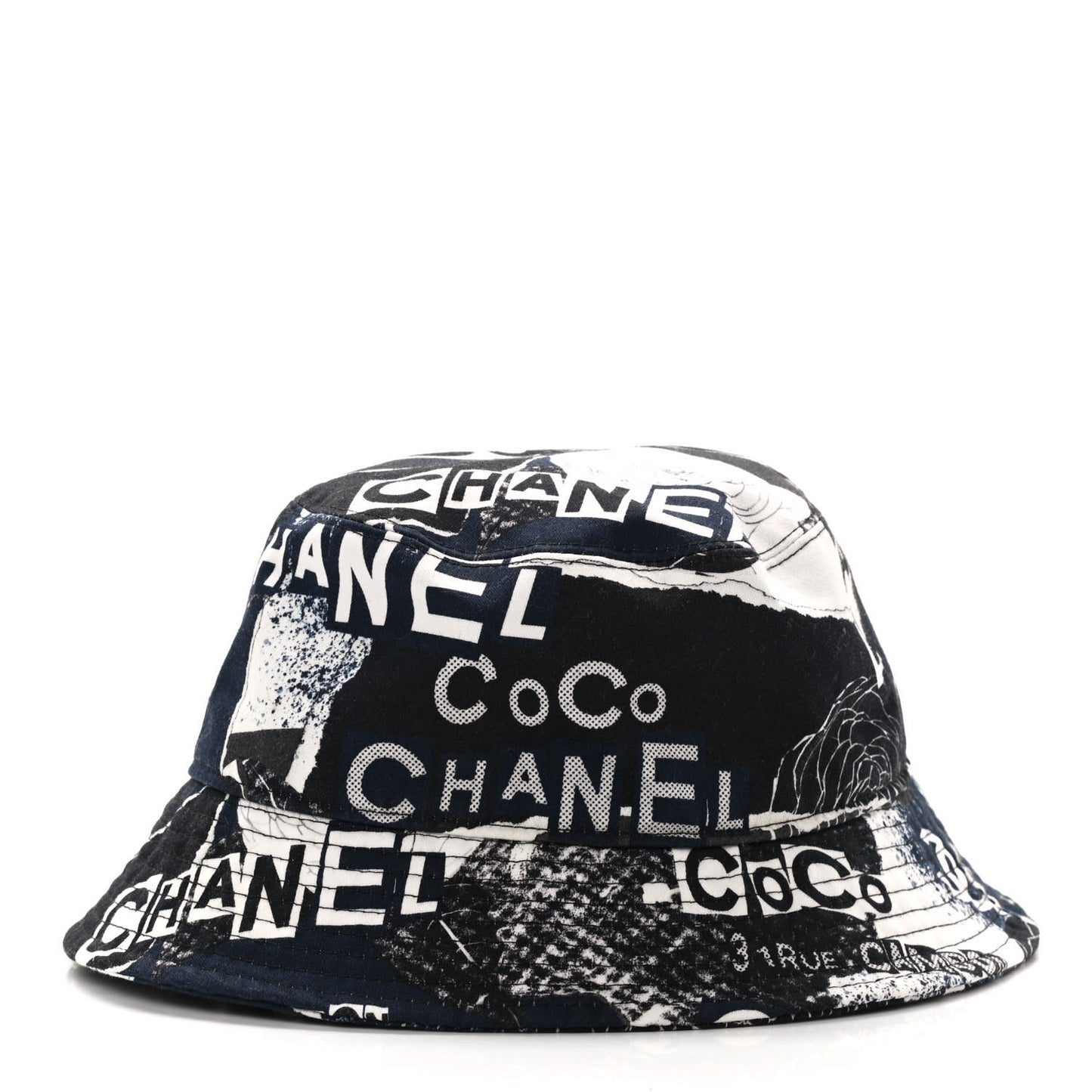 Cotton Coco Print Bucket Hat M Navy Black White