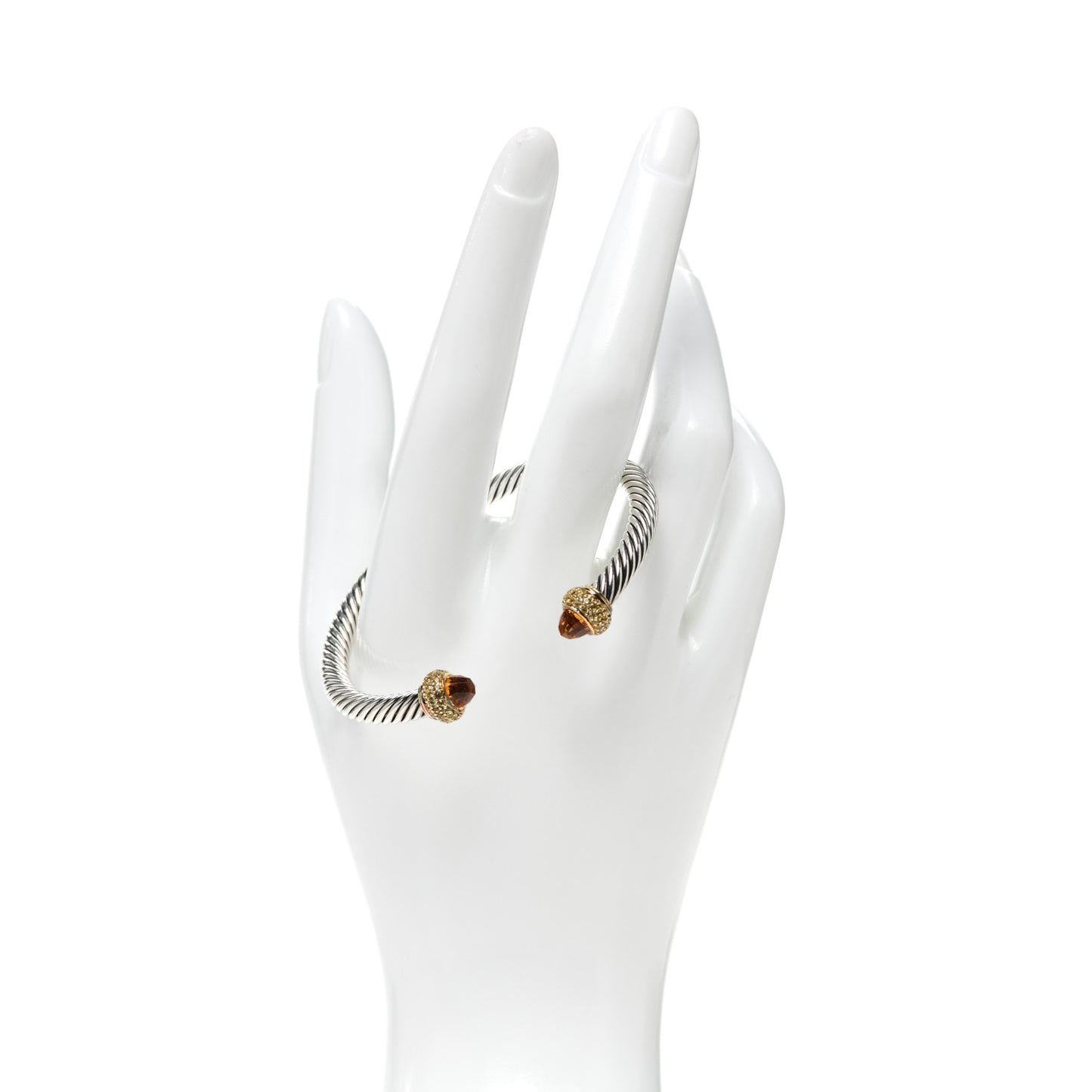 Sterling Silver 18K Yellow Gold Citrine Yellow Sapphire 5mm Candy Cable Bracelet