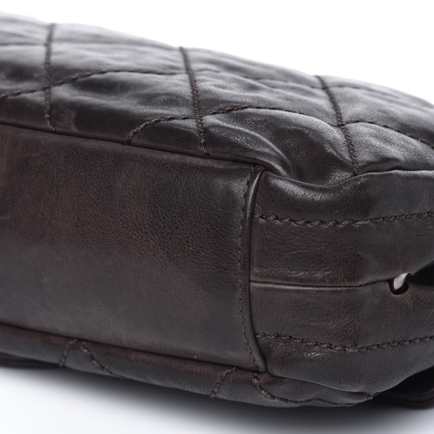 Calfskin Quilted Modern Chain Flap Brown
