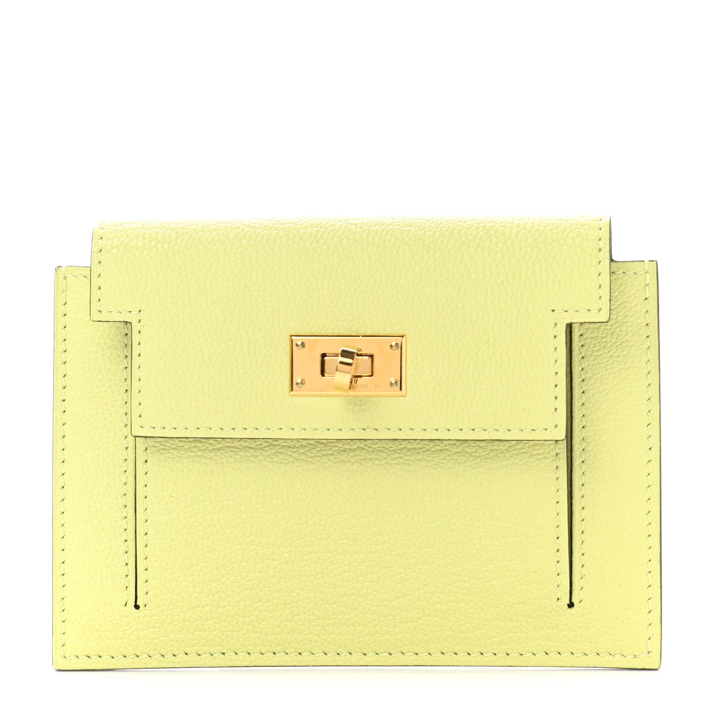 Chevre Mysore Kelly Pocket Compact Wallet Jaune Bourgeon