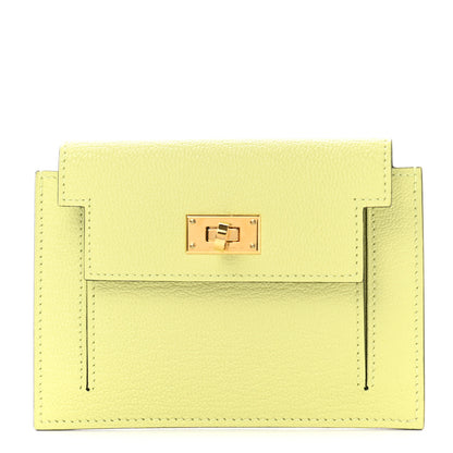 Hermes Chevre Mysore Kelly Pocket Compact Wallet Jaune Bourgeon 1 of 8
