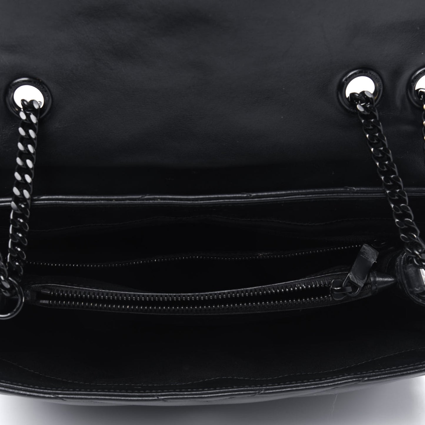 Calfskin Y Quilted Monogram Medium Loulou Chain Satchel Black