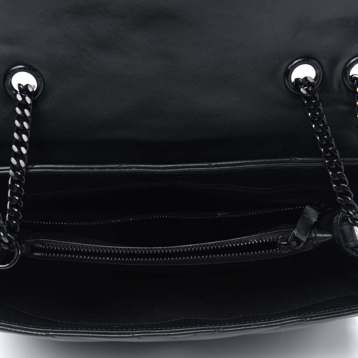Saint Laurent Calfskin Y Quilted Monogram Medium Loulou Chain Satchel Black 4 of 7