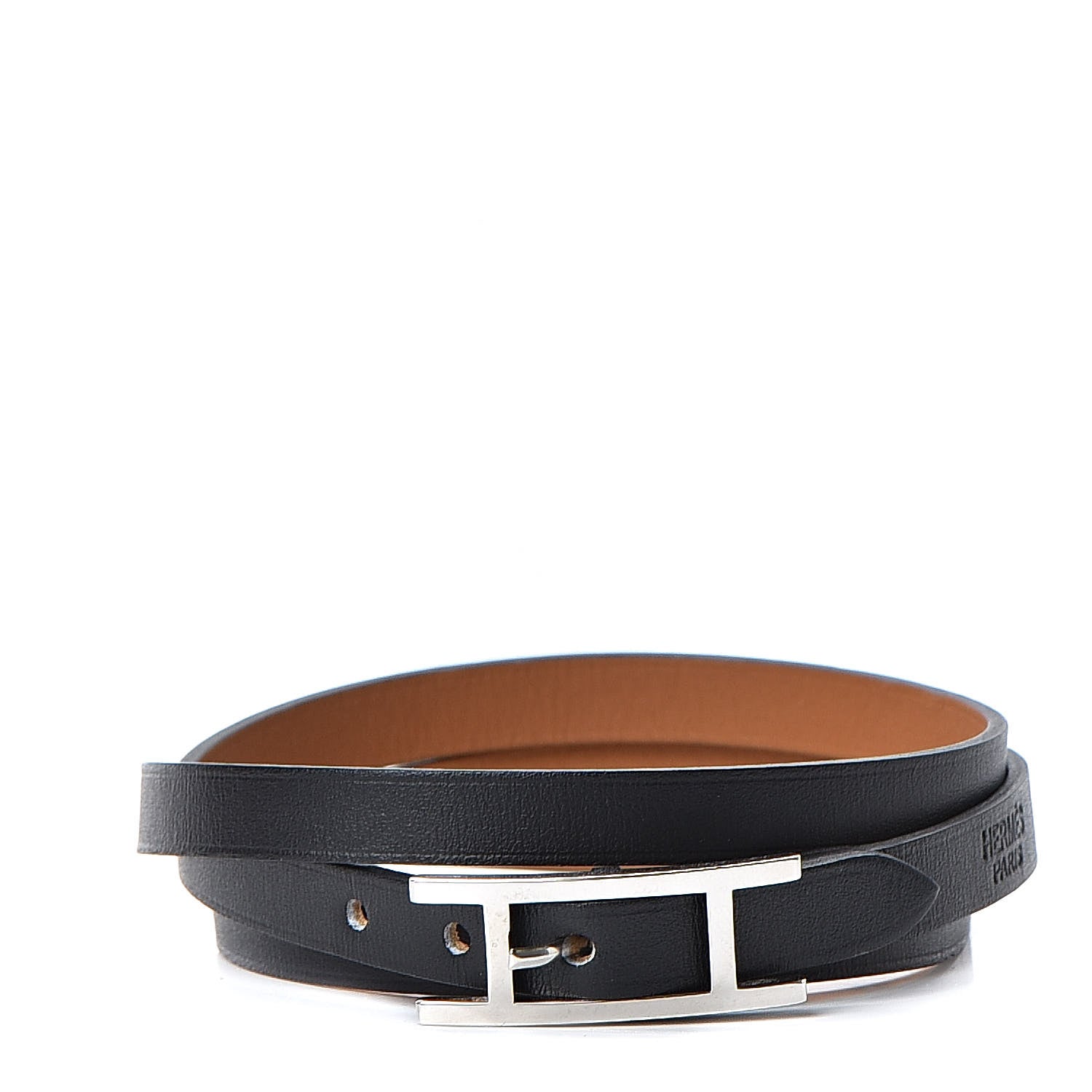 Hermes Chamonix Hapi 3MM Triple Tour Wrap Bracelet S Black 1 of 7