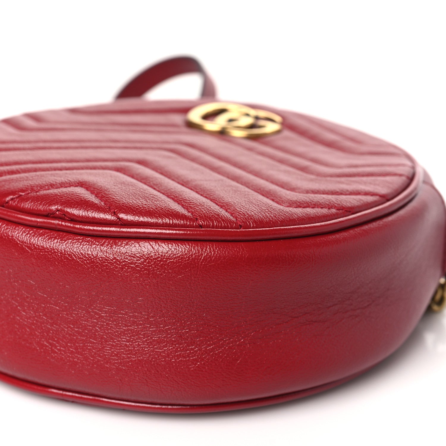 Gucci Glazed Calfskin Matelasse Heart Mini GG Marmont Round Shoulder Bag Romantic Cerise 10 of 10