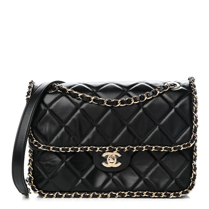 Chanel Crumpled Calfskin Medium Chain All Over Flap Black 1 of 9