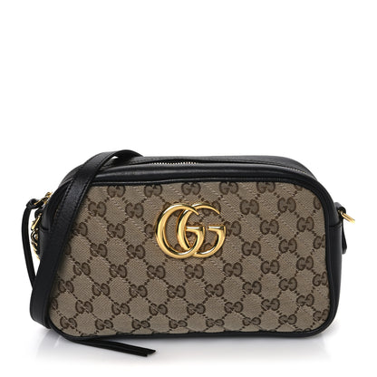 Gucci Monogram Matelasse Diagonal Small GG Marmont Chain Shoulder Bag Beige Black 2 of 21