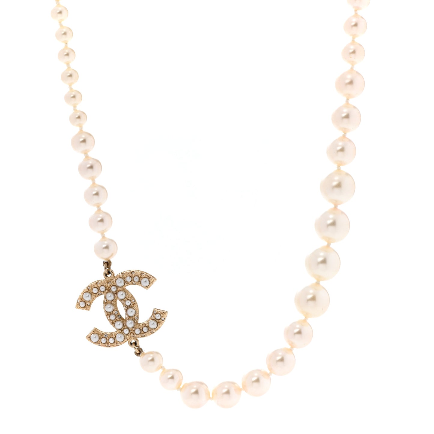 Pearl CC 100th Anniversary Necklace Light Gold