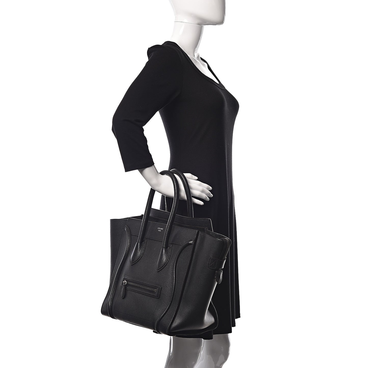 Drummed Calfskin Mini Luggage Black