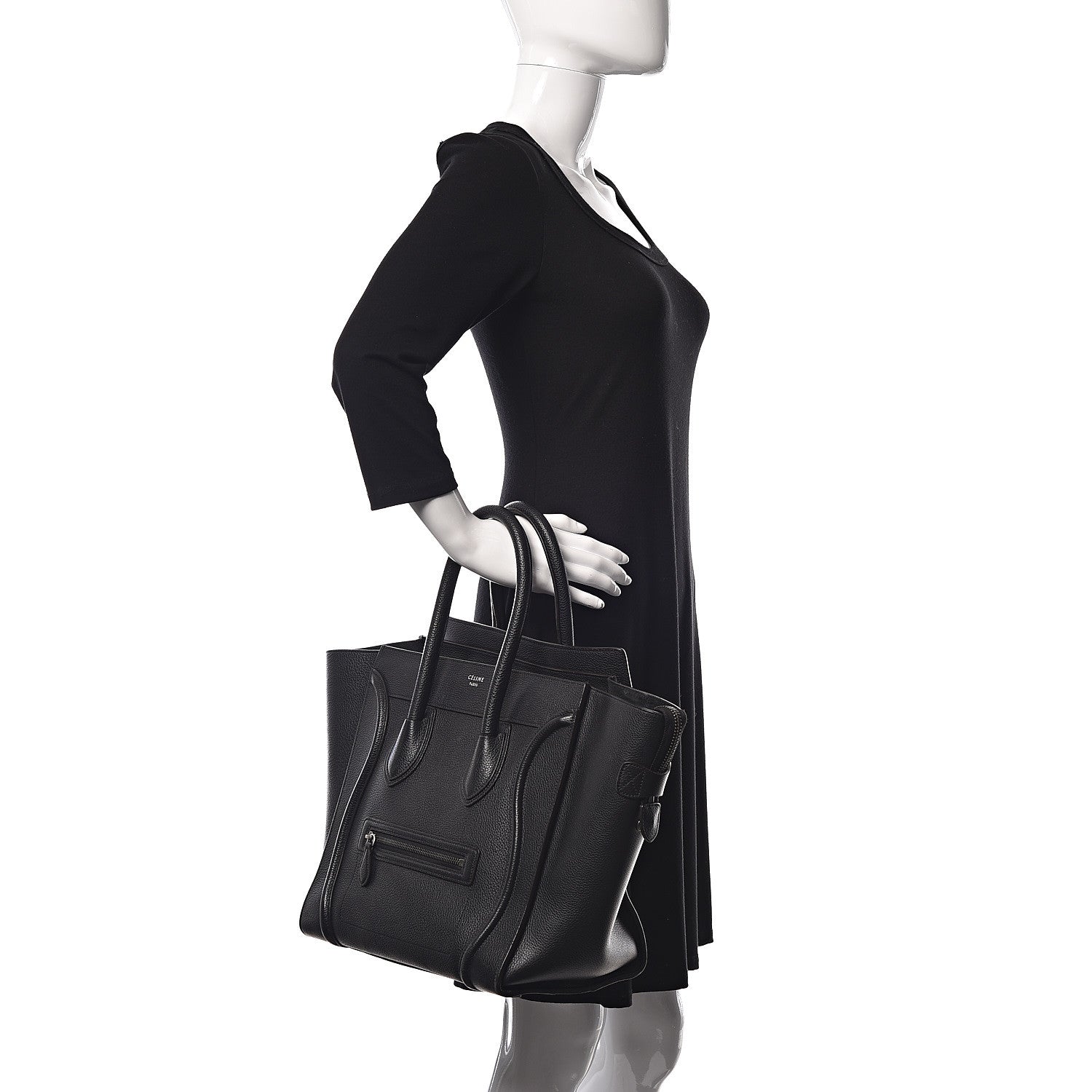 Celine Drummed Calfskin Mini Luggage Black 2 of 20