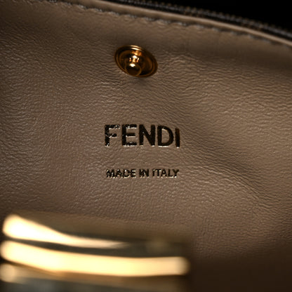 Fendi Vitello Seta Glazed Fabric FF 1974 Medium Peekaboo X-Lite Black Mogano Panna 6 of 13