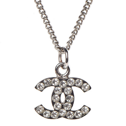 Chanel Crystal Timeless CC Necklace Silver 4 of 6