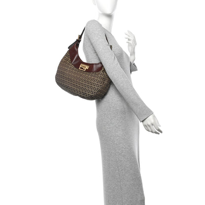 Fendi Zucchino Vitello Clip Hobo Mogano Panna Bruciato 2 of 12