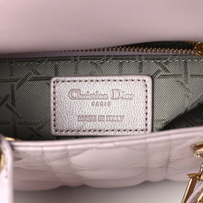 Christian Dior Metallic Lambskin Cannage Mini Lady Dior Lotus 6 of 15