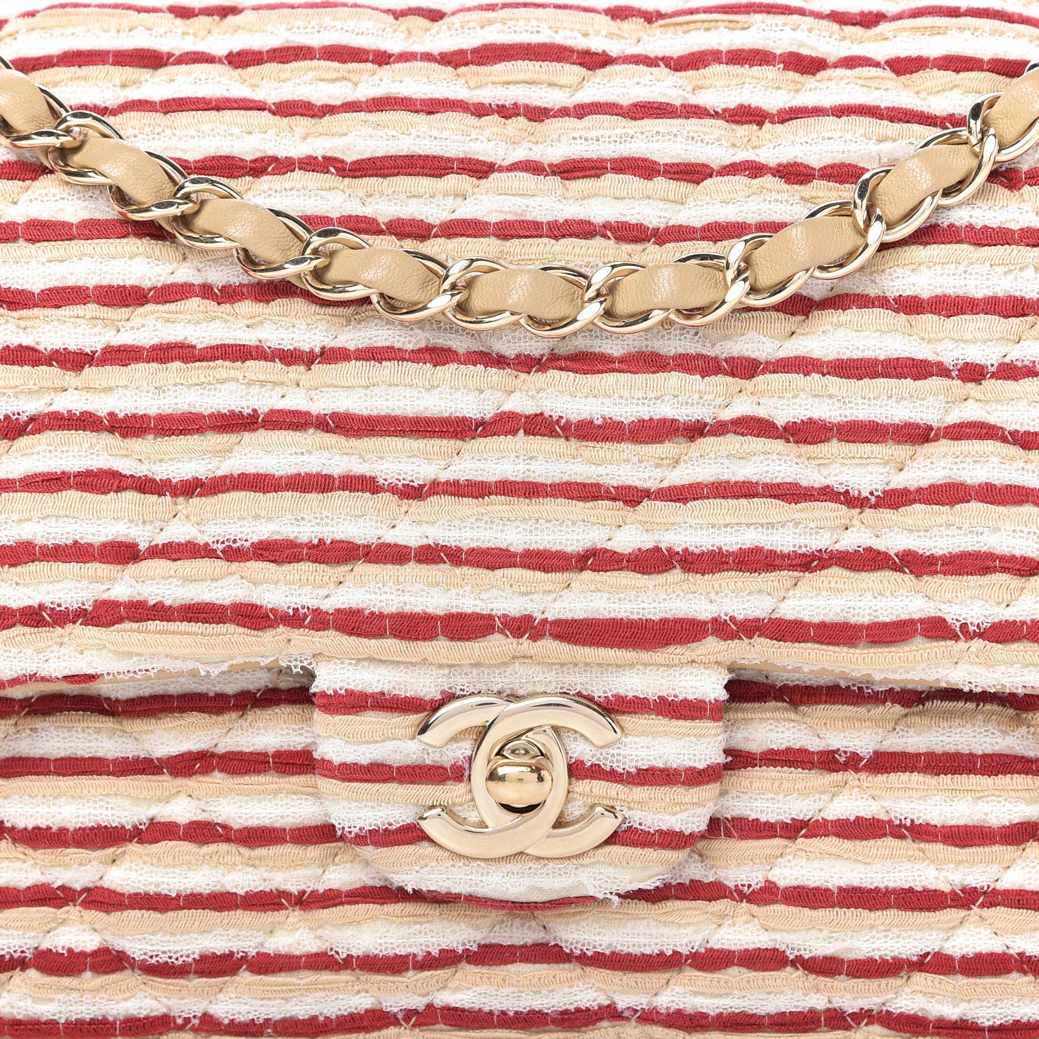 Chanel Jersey Quilted Medium Coco Sailor Flap Red White 10 of 10