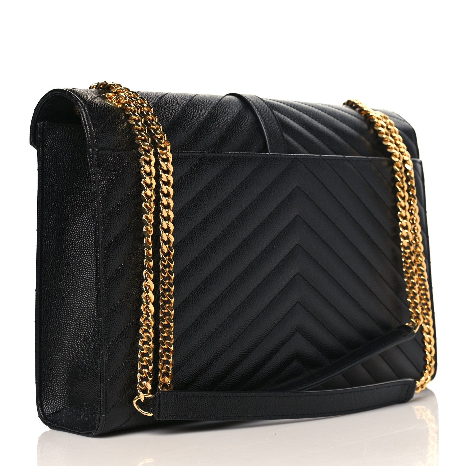 Saint Laurent Grain De Poudre Matelasse Chevron Large Monogram Satchel Black 3 of 10