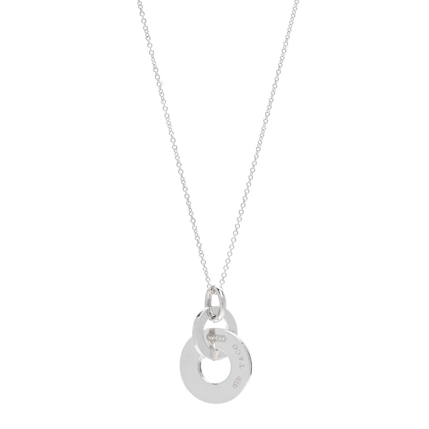Sterling Silver 1837 Double Interlocking Drop Pendant Necklace