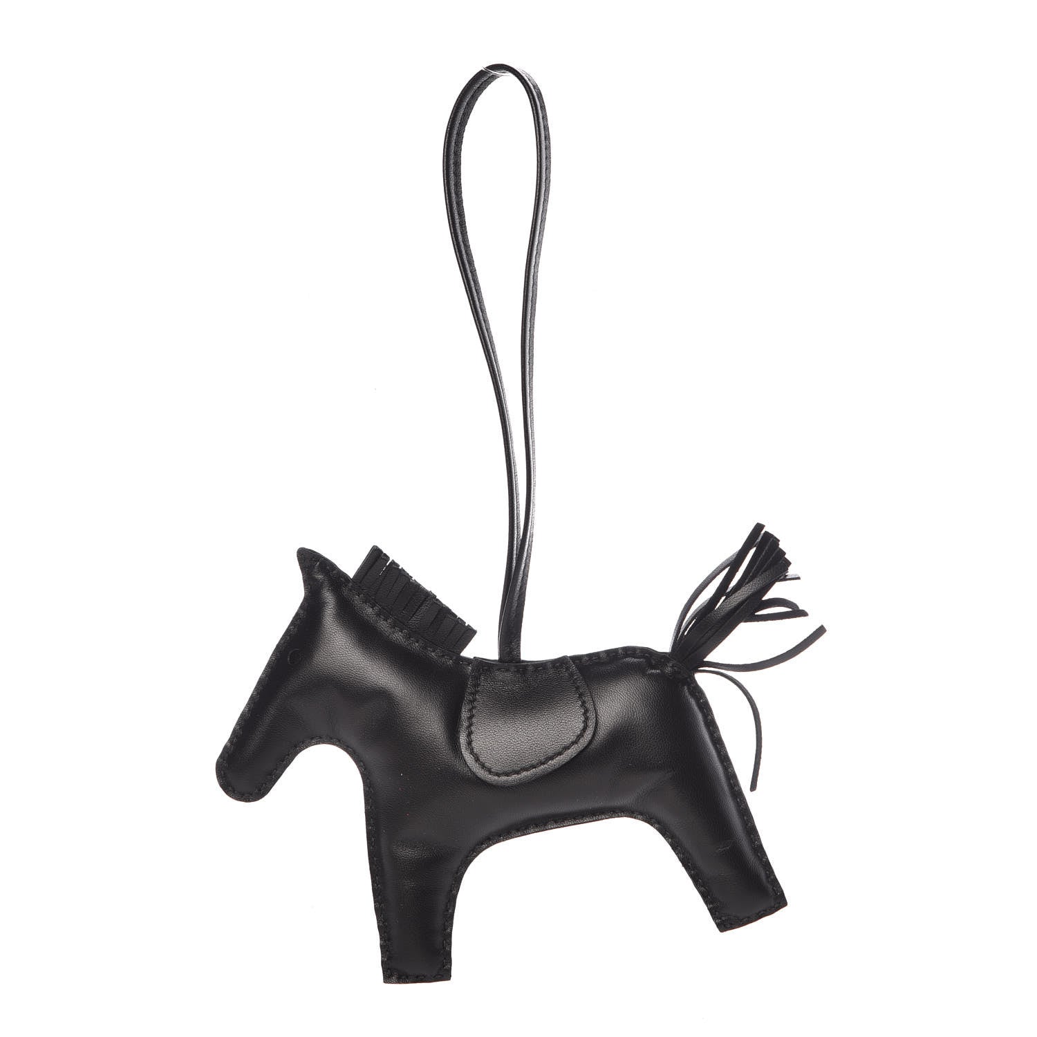 Hermes Milo Lambskin Grigri Rodeo Horse Bag Charm GM So Black 1 of 4