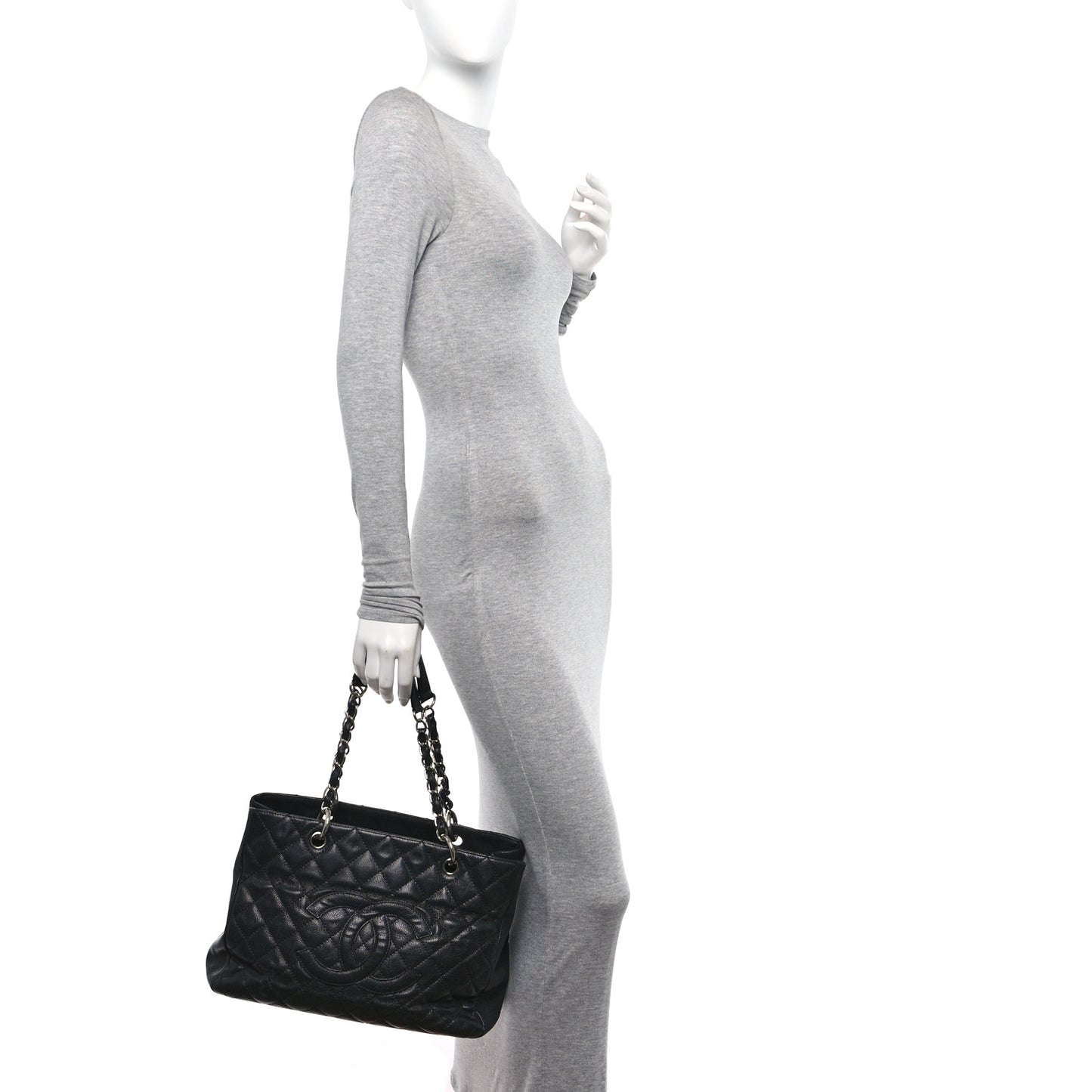 Caviar Quilted Grand Shopping Tote GST Black