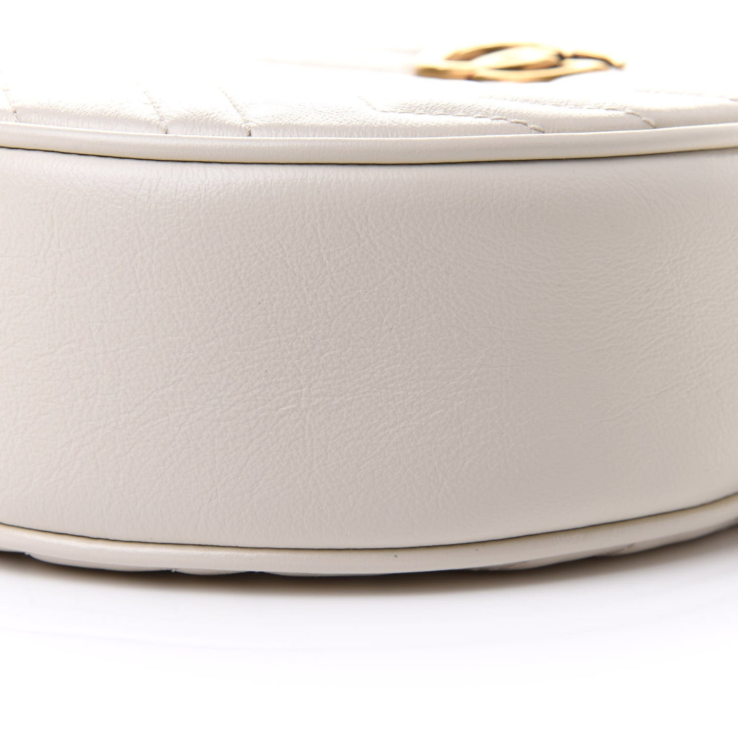Calfskin Matelasse Mini GG Marmont Round Shoulder Bag White