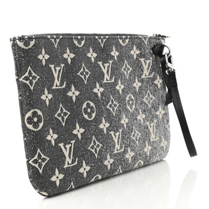 Louis Vuitton Denim Monogram Jacquard Neverfull MM GM Pochette Gray 2 of 5