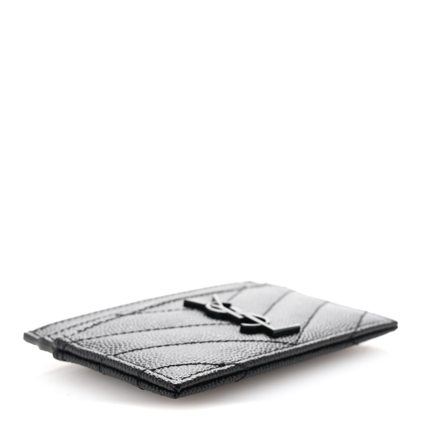 Grain De Poudre Matelasse Chevron Monochrome Monogram Credit Card Case Black