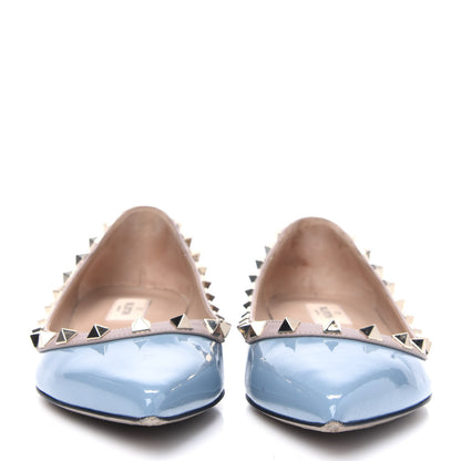 Valentino Garavani Patent Nappa Rockstud Ballerina Flats 37.5 Light Stone Poudre 2 of 11