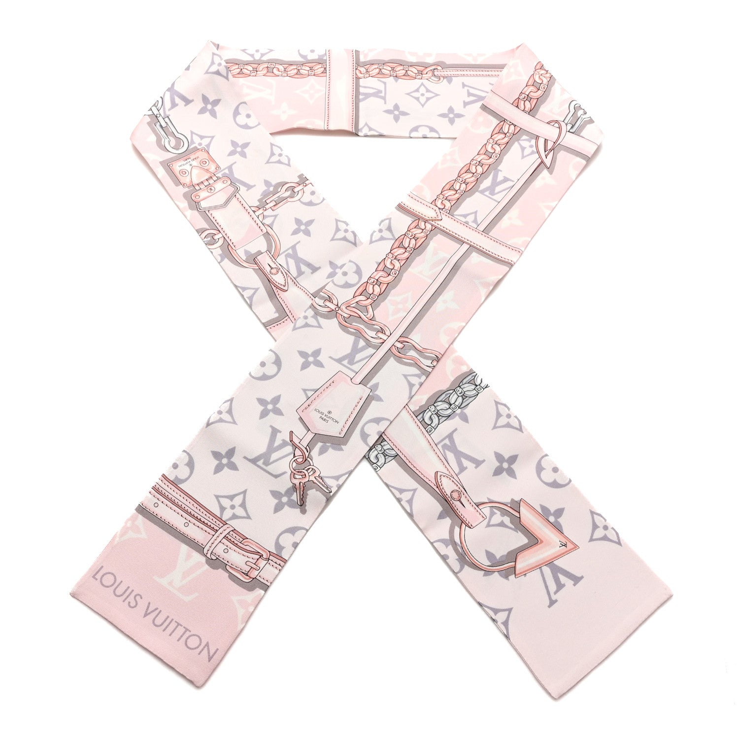 Louis Vuitton Silk Monogram Confidential Bandeau Light Pink Porcelain Rose Beige Ebony 1 of 3