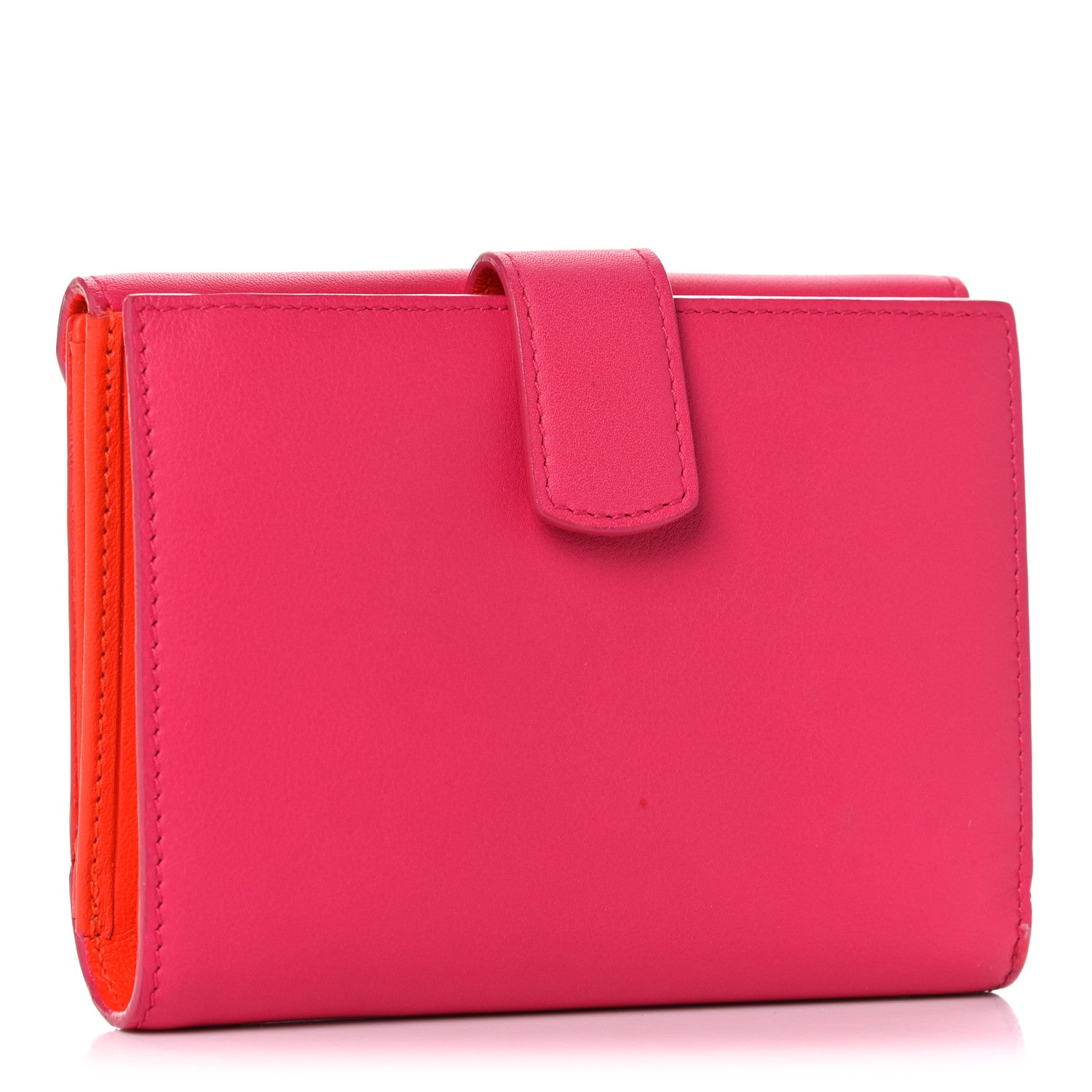 Christian Dior Calfskin Bi-Color Envelope Wallet Pink Orange 3 of 13
