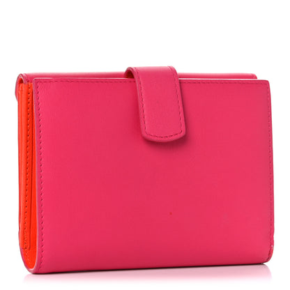 Christian Dior Calfskin Bi-Color Envelope Wallet Pink Orange 3 of 13