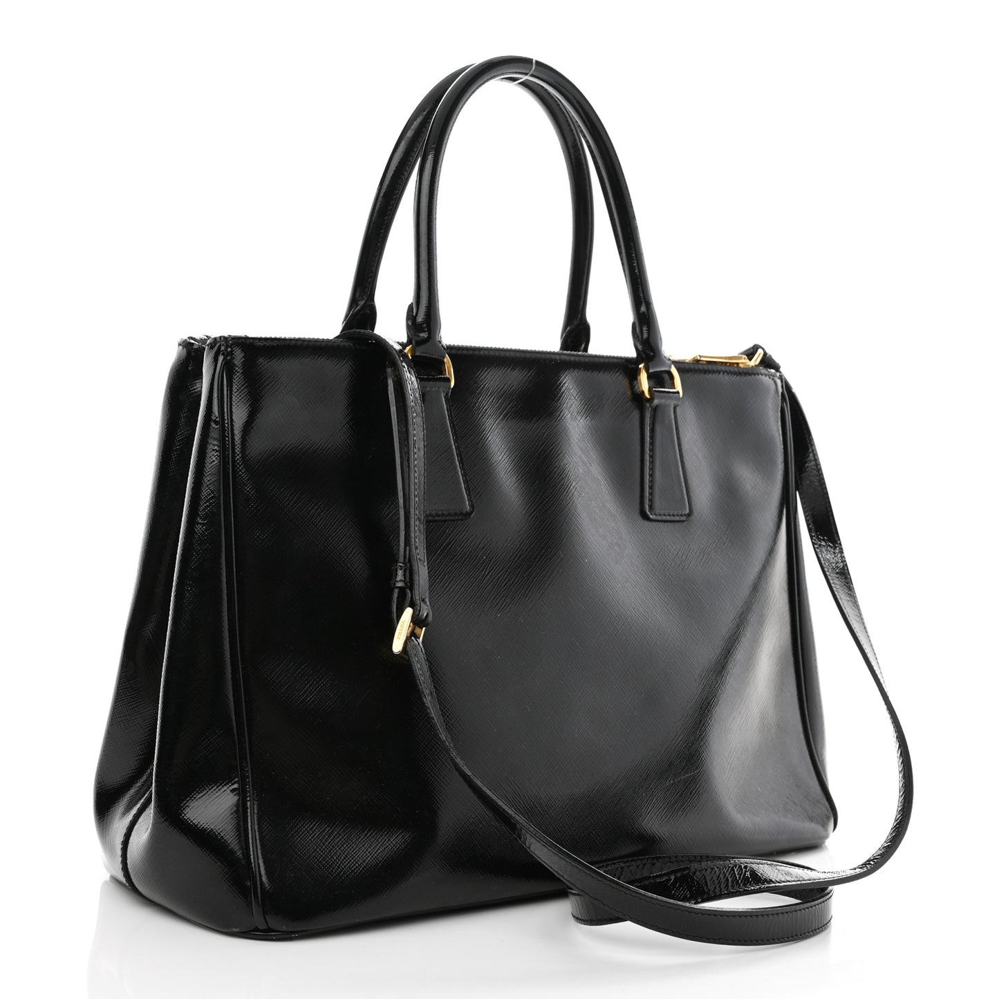 Saffiano Vernice Medium Galleria Double Zip Tote Black