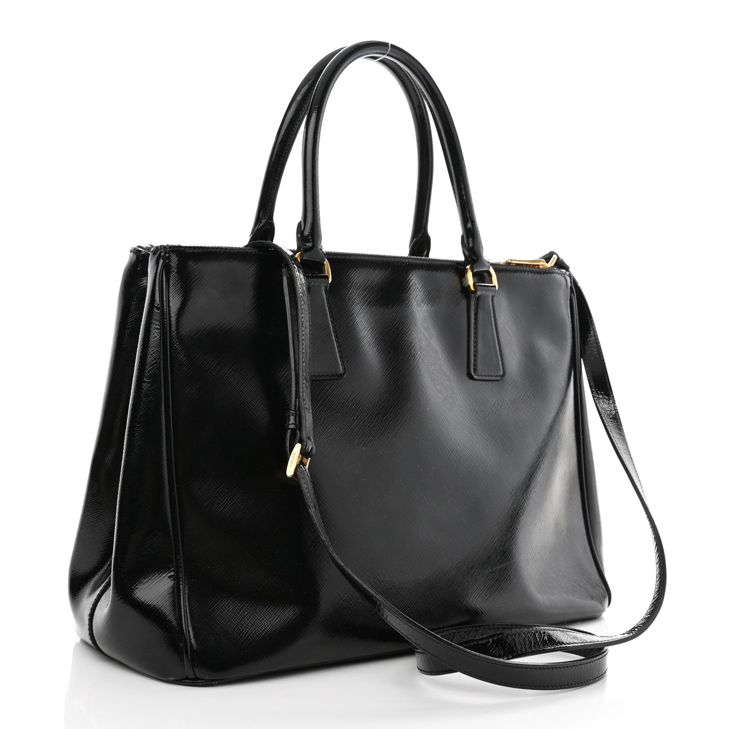 Prada Saffiano Vernice Medium Galleria Double Zip Tote Black 3 of 17