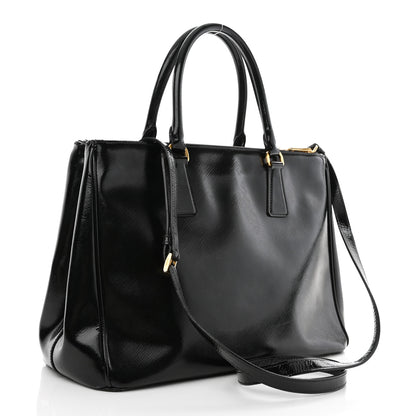 Prada Saffiano Vernice Medium Galleria Double Zip Tote Black 3 of 17