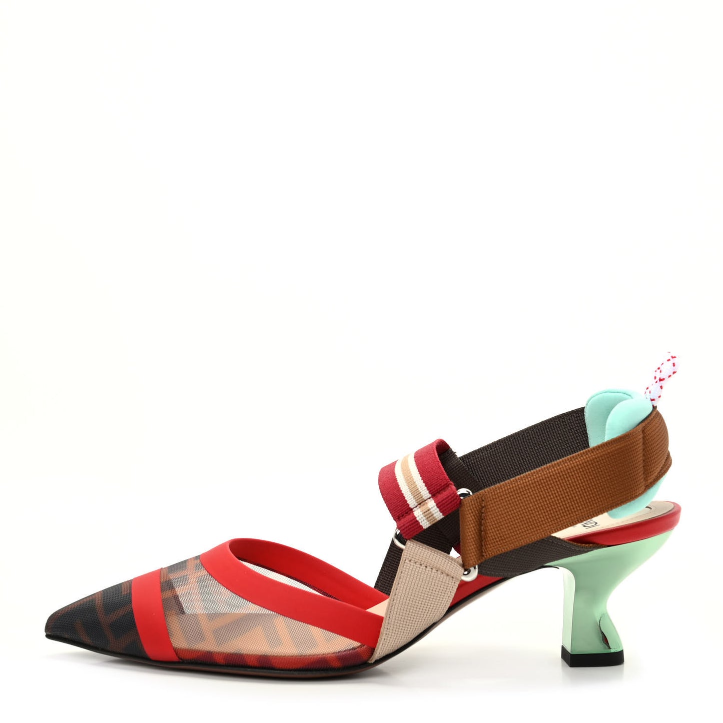 Technical Mesh FF Colibri 55mm Slingback Pumps 38 Tobacco Moro Cipria Papavero Camelia