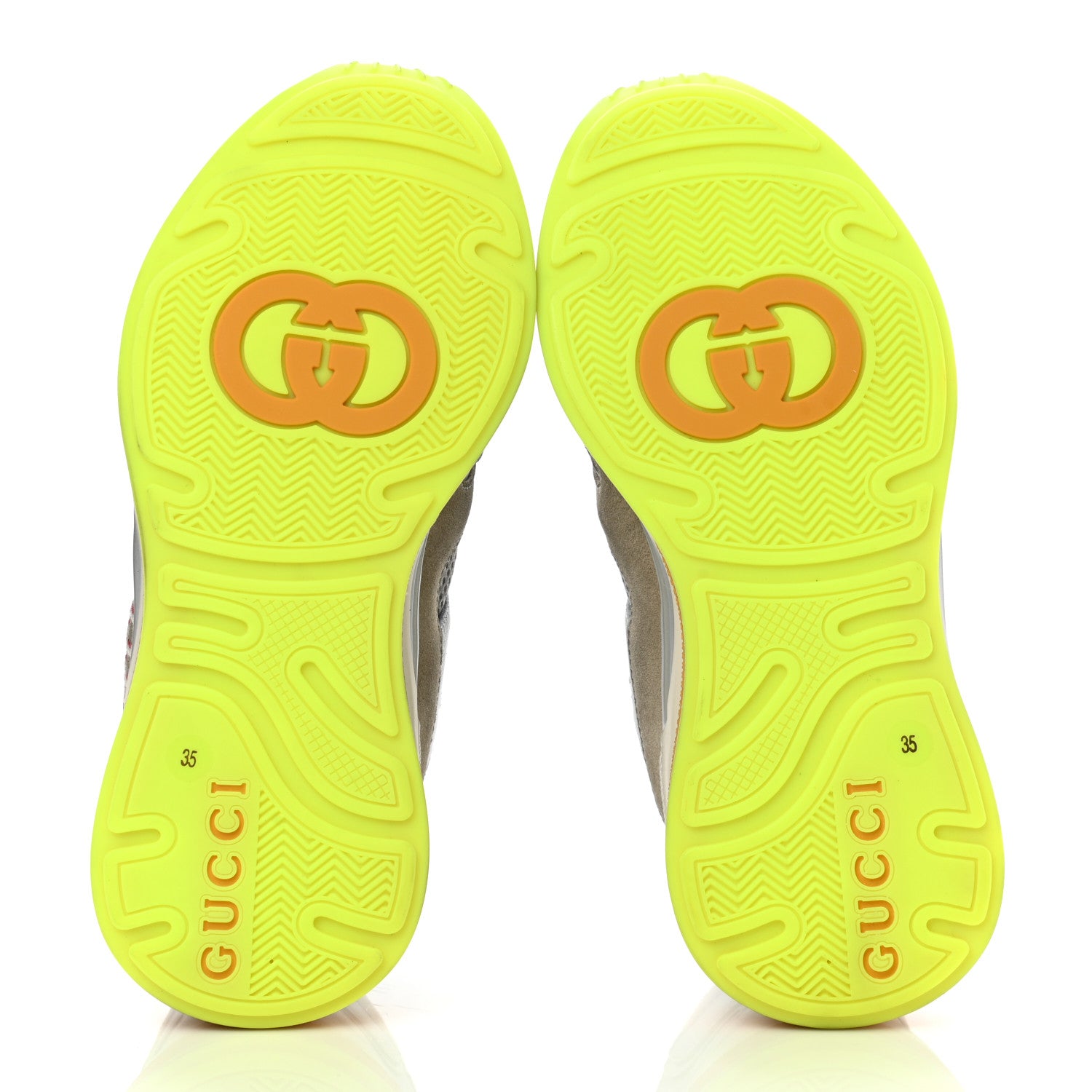 Gucci Metallic Calfskin Suede Womens Ultrapace Sneakers 35 Silver Oatmeal 5 of 9