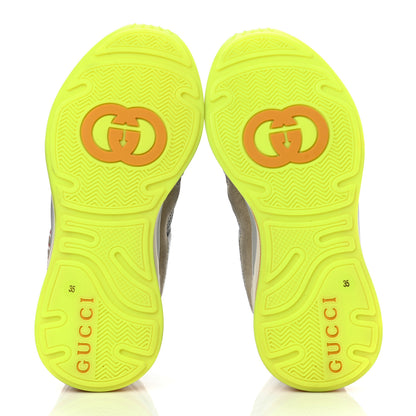 Gucci Metallic Calfskin Suede Womens Ultrapace Sneakers 35 Silver Oatmeal 5 of 9