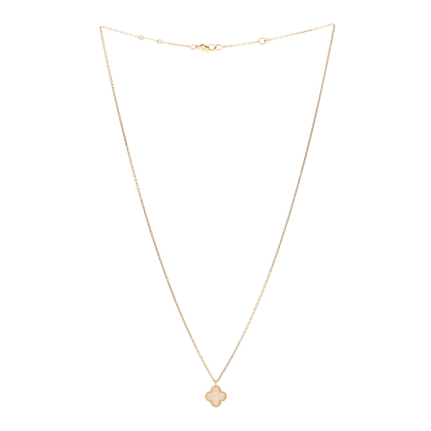 Van Cleef & Arpels 18K Yellow Gold Mother of Pearl Sweet Alhambra Pendant Necklace 3 of 6