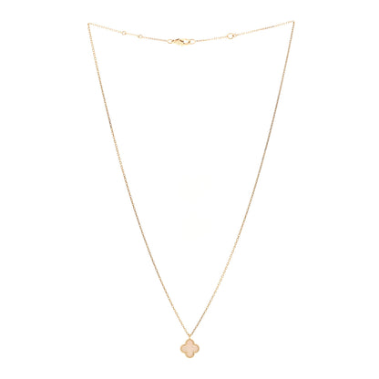 Van Cleef & Arpels 18K Yellow Gold Mother of Pearl Sweet Alhambra Pendant Necklace 3 of 6