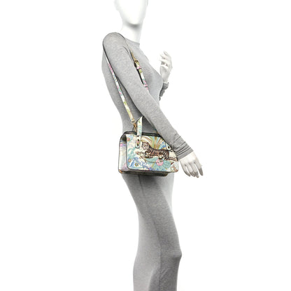 Gucci New Shangai Calfskin Tiger Savanah Mini Horsebit 1955 Foldover Top Handle Bag Chalky White Multicolor 2 of 10