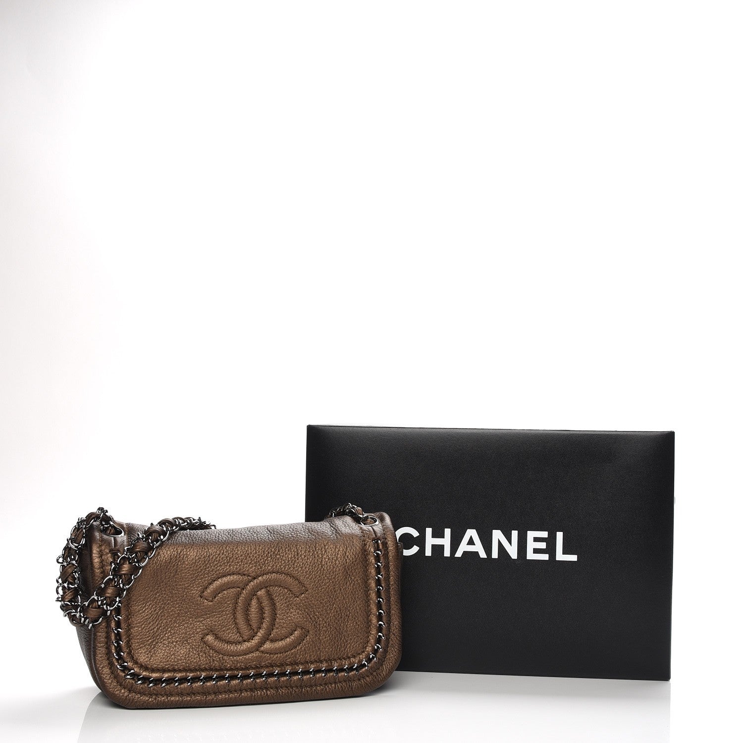 Chanel Metallic Deerskin Small Luxe Ligne Flap Bronze 15 of 15