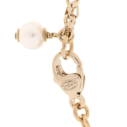 Chanel Pearl Crystal CC Pendant Necklace Gold 5 of 6