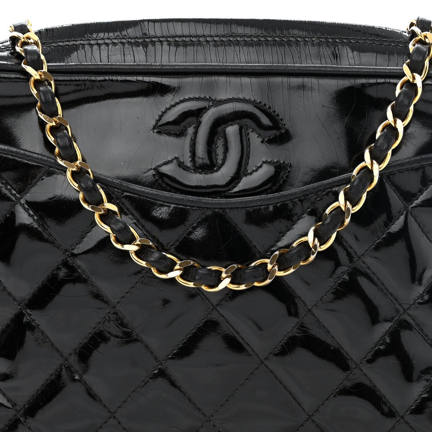 Patent Quilted Tassel Camera Case Black