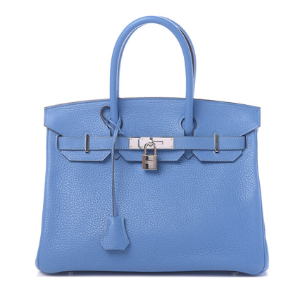Hermes Taurillon Clemence Birkin 30 Bleu Paradis 1 of 11