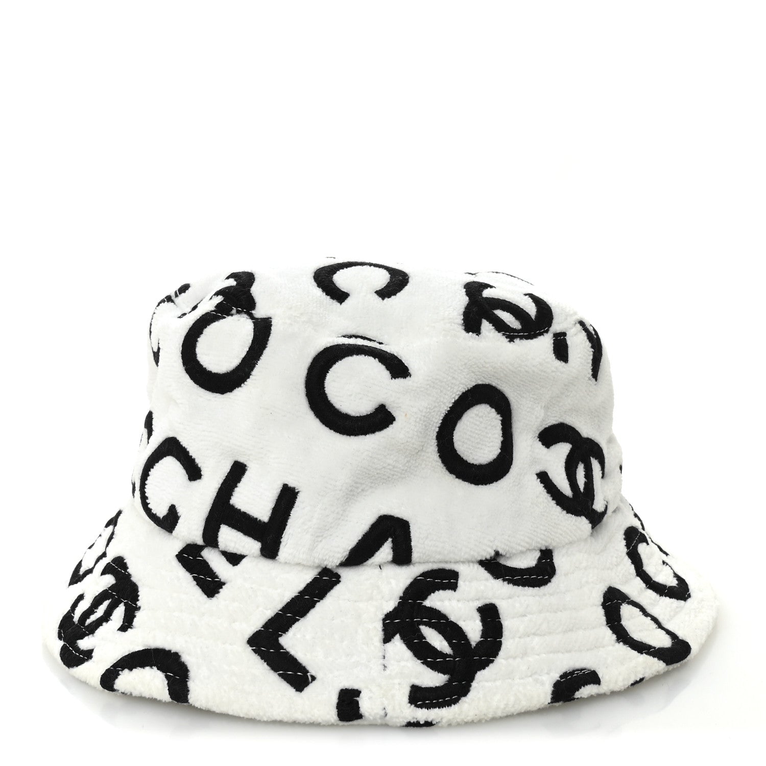 Chanel Terry Cloth Bucket Hat M White Black 4 of 8