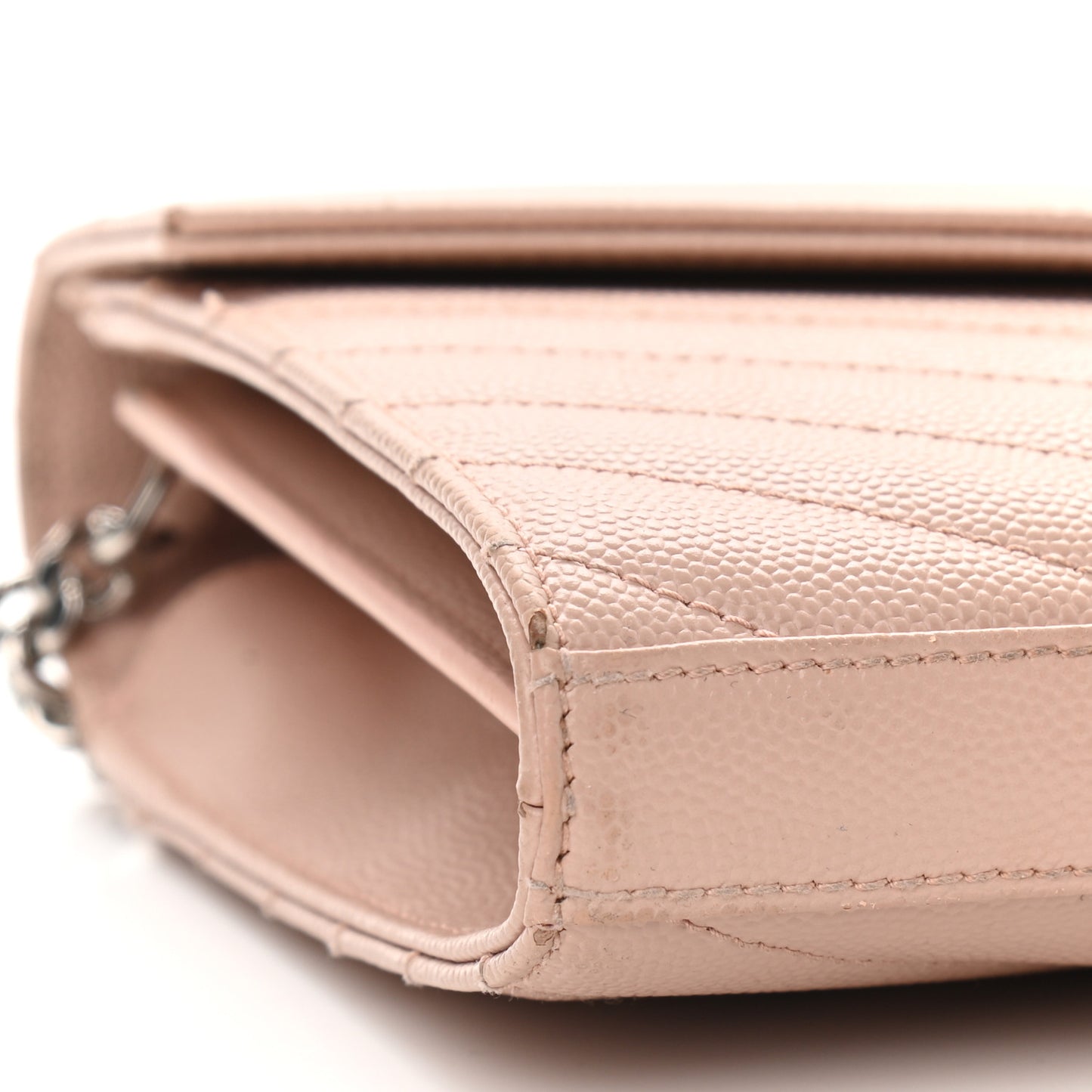 Grain De Poudre Matelasse Chevron Monogram Chain Wallet Pale Pink