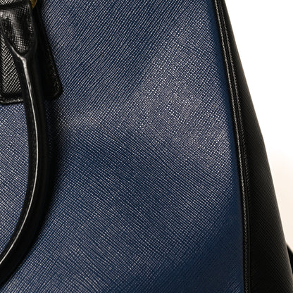 Prada Saffiano Lux Bi-Color Medium Galleria Double Zip Tote Bluette Black 13 of 15