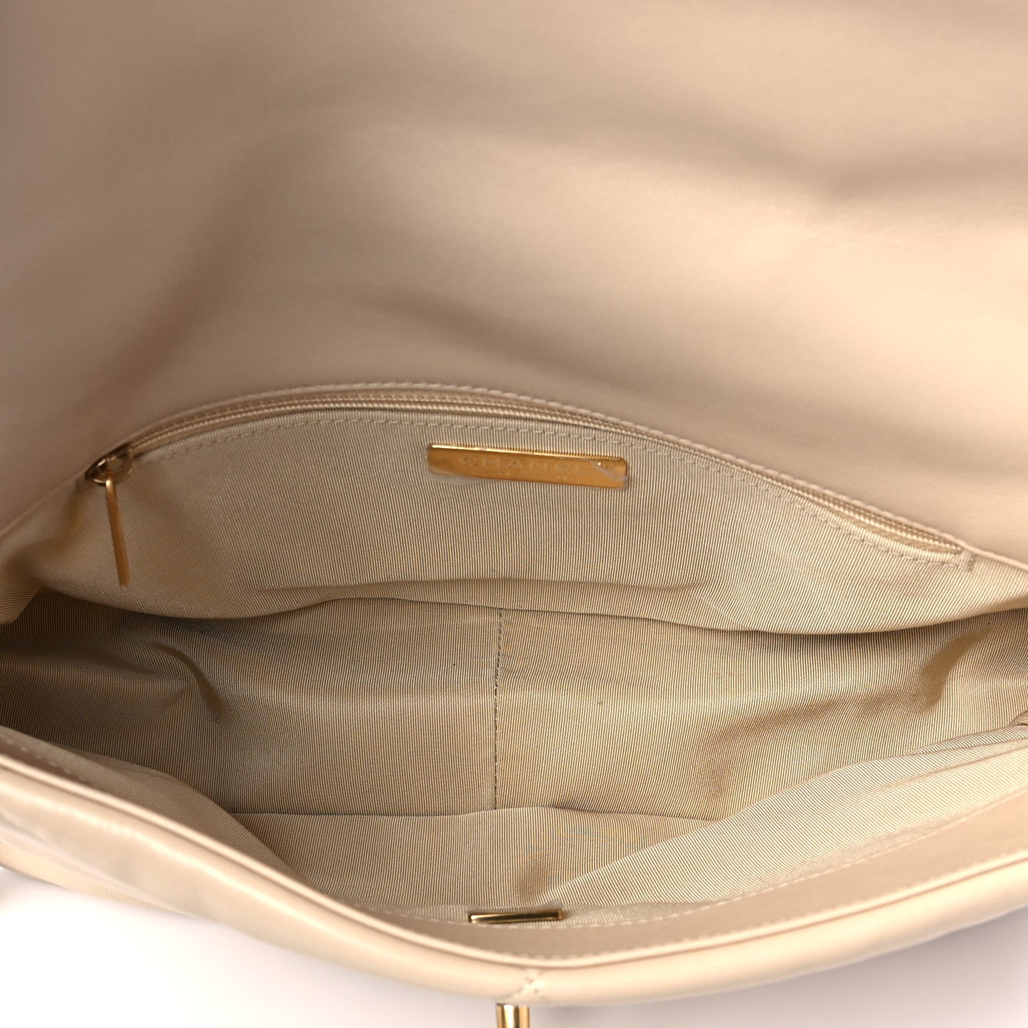 Lambskin Quilted Large Chanel 19 Flap Beige