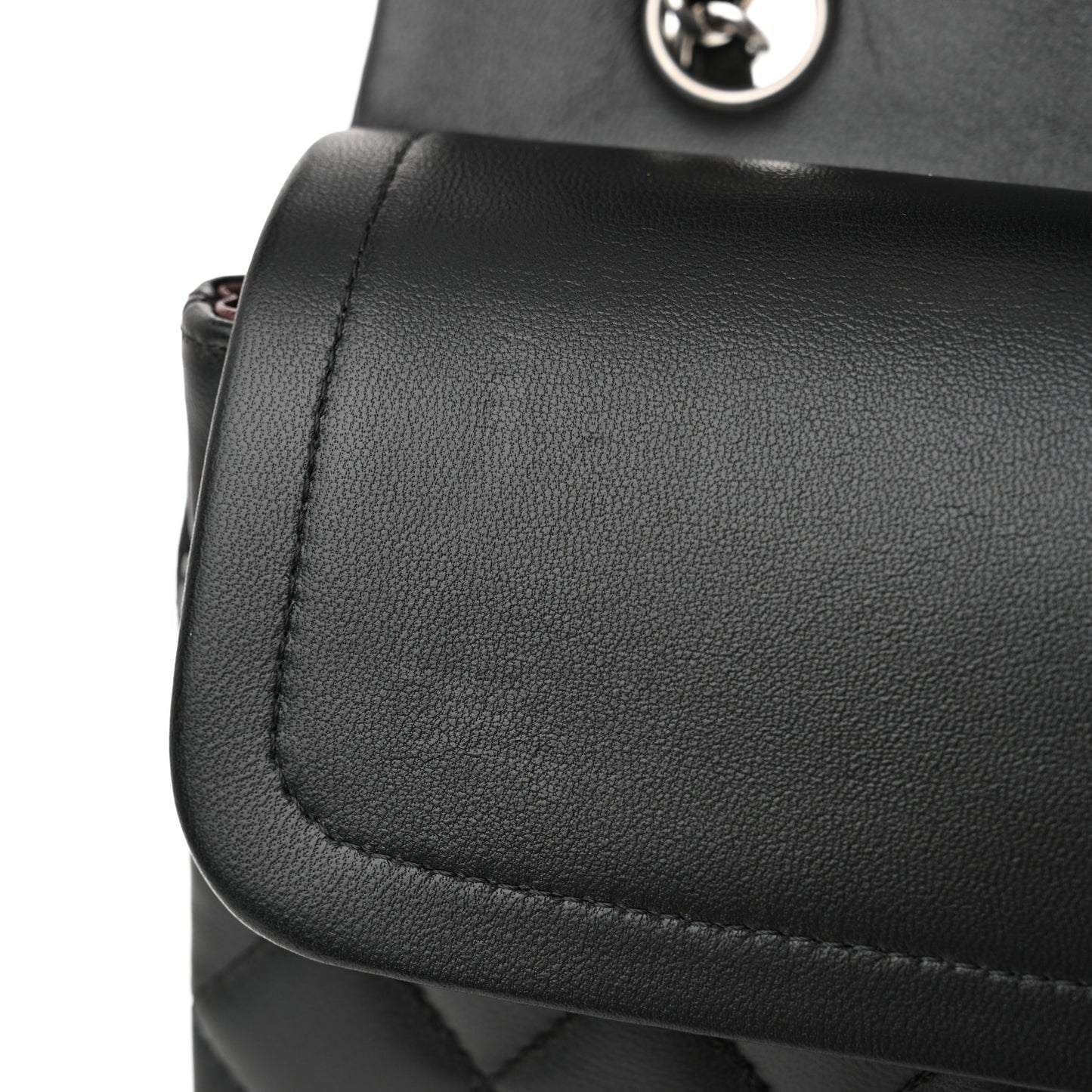 Lambskin Quilted Medium Double Flap Black